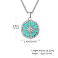 Eight-Pointed Star Stone Round Pendant Necklace