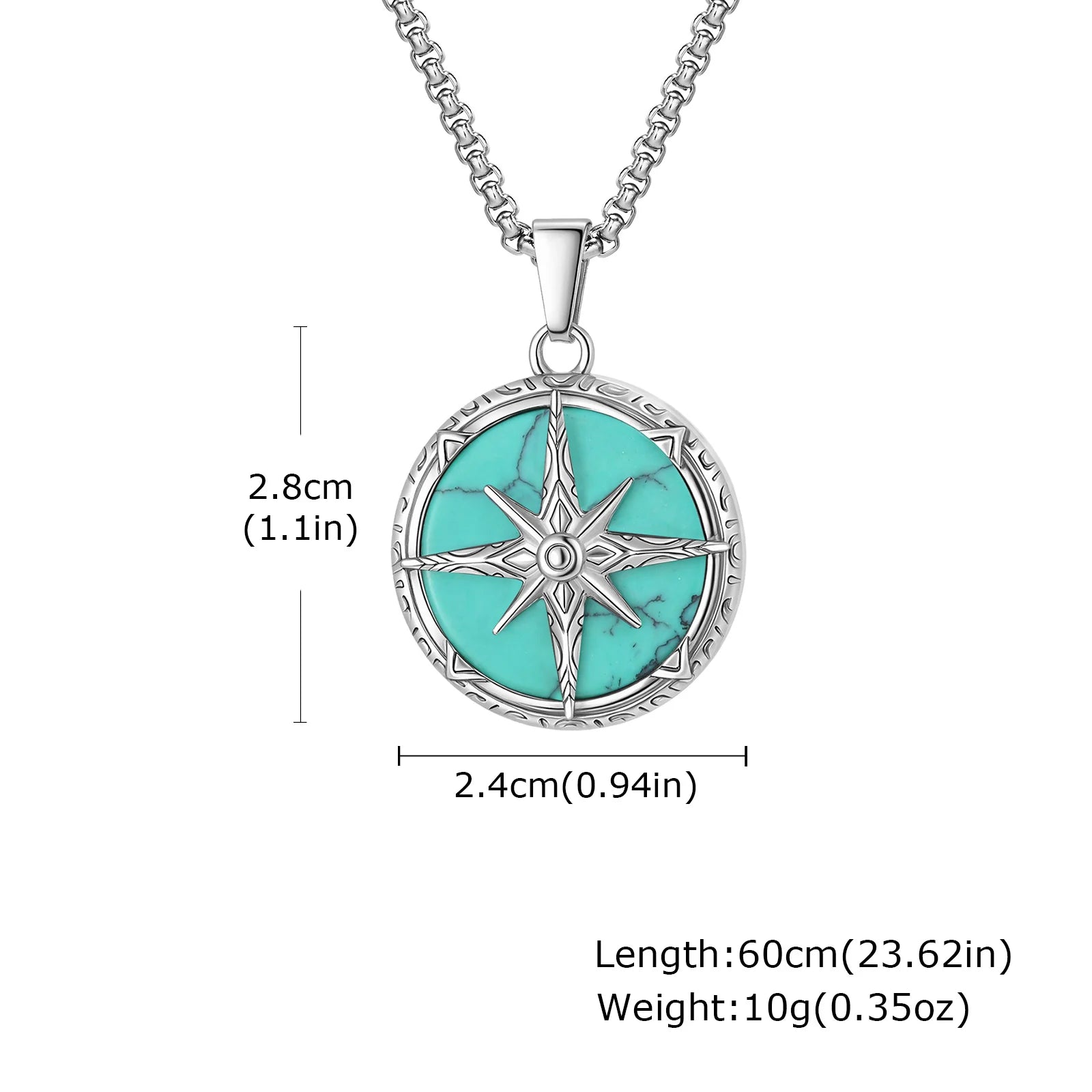 Eight-Pointed Star Stone Round Pendant Necklace