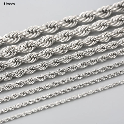 1 piece Gold Black silver Width 2mm/3mm/4mm Rope Chain Necklace/Bracelet For Men Women Man Fashion Chain Necklace