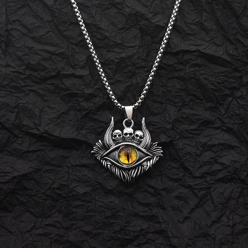 Skull Evil Eye Steel Pendant Vintage Devil's