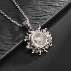 Sun Hugging Moon Round Pendant — Stainless Steel