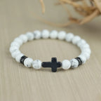 Crucifix Beaded Prayer Bracelet Stretch Religious Wristband