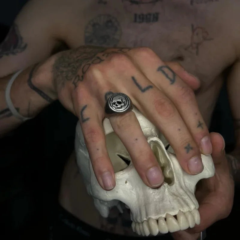 Memento Mori Ring — Stainless Steel Silver