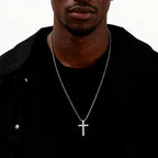Stainless Steel Cross Necklace for Men Boys,Silver Color Plain Cross Pendant Collar,Hiphop Classic Punk Jewelry Gift