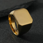 Simple Personality Geometry Beveled Smooth Surface Large Square Stainless Steel Rings for Men Trendy Punk Jewelry Accessory Gift
