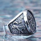 Retro Viking Stainless Steel Wolf Ring Men Biker Ice Wolf House Stark Winterfell Animal Ring Nordic Fashion Jewelry