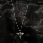 Gothic Punk Ancient Silver Moon Moth Pendant Necklace for Men Women Halloween Witch Daily Wear Alternative Jewelry Accessories