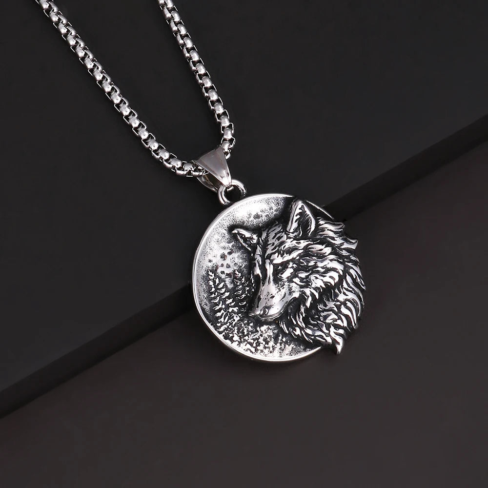 Wolf Tiger Lion Pendant Necklace — Stainless Steel
