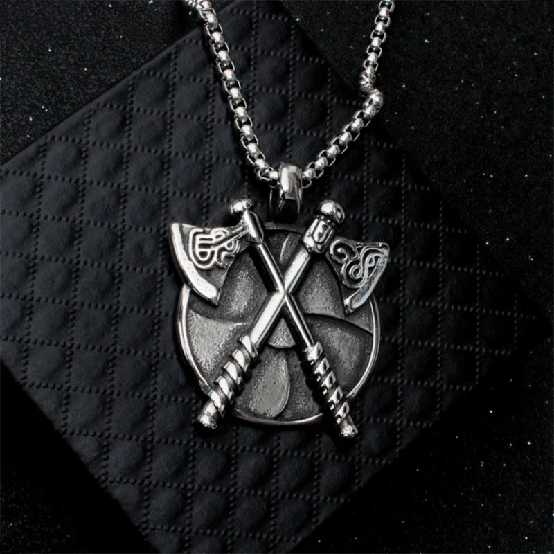 Silver Viking Double Axe Pendant Necklace Box