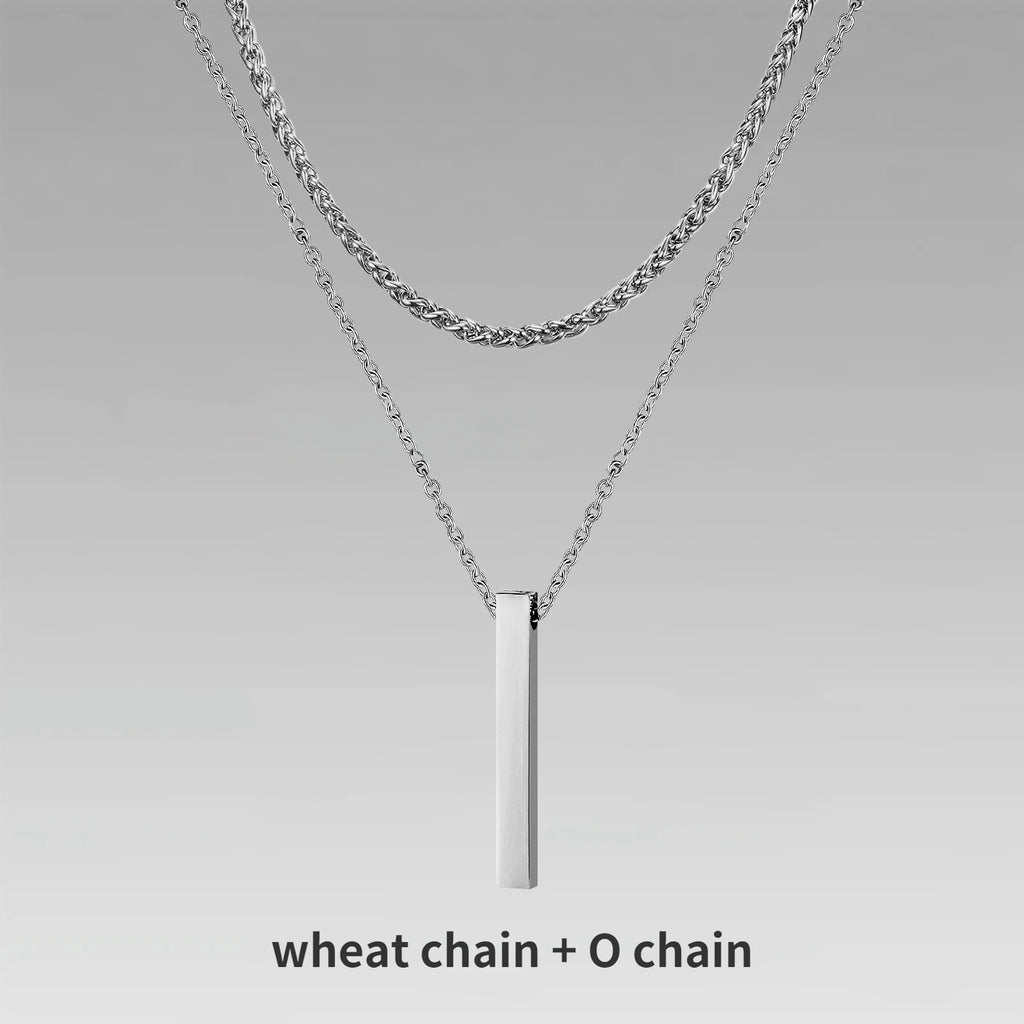 Vertical Bar Rope Cuban Chain Pendant — SS