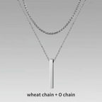 Vertical Bar Rope Cuban Chain Pendant — SS