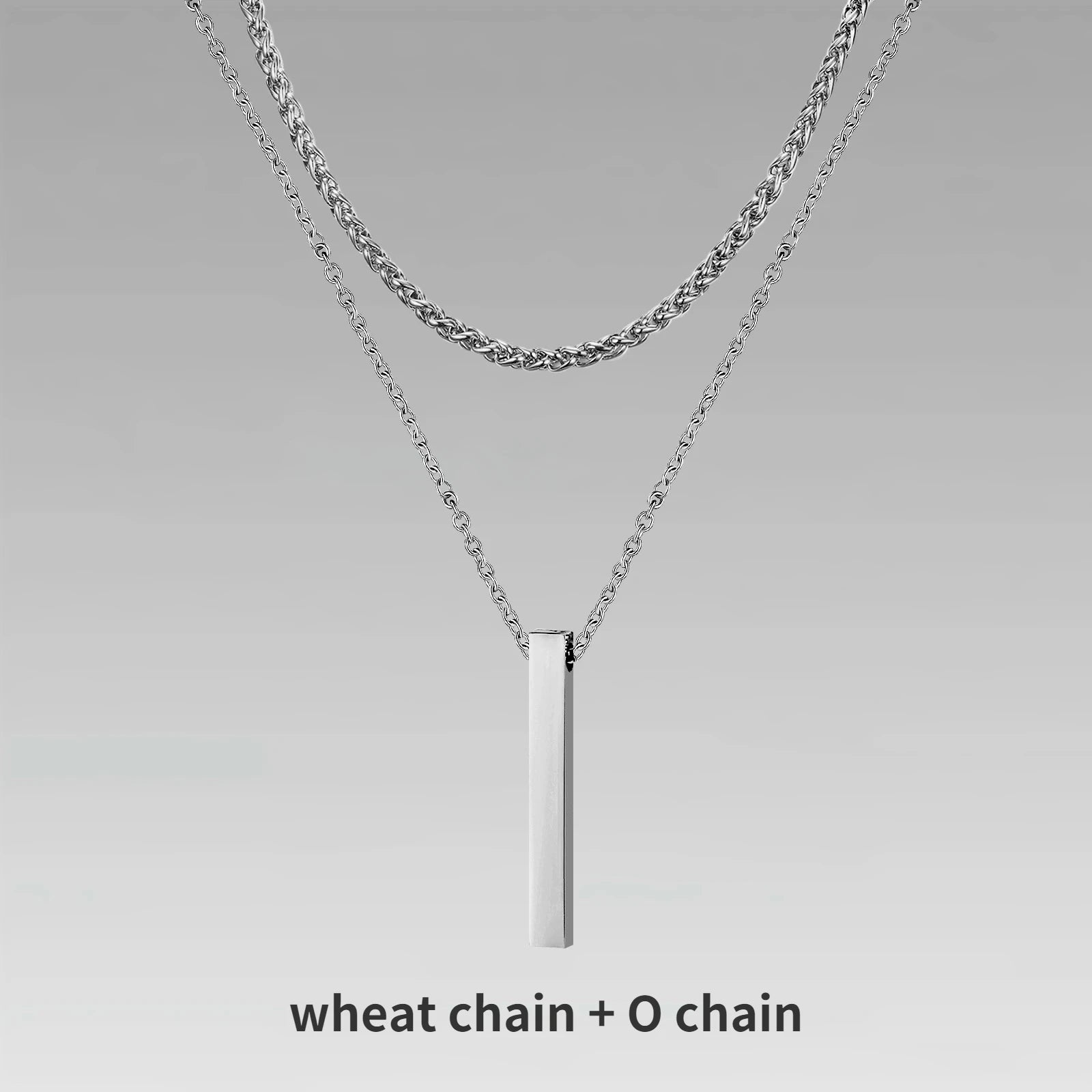 Vertical Bar Rope Cuban Chain Pendant — SS