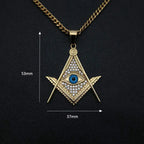 Hip Hop Rock Bling Gold Color Stainless Steel Illuminati Eye Freemason Masonic AG Pendants Necklaces for Men Jewelry