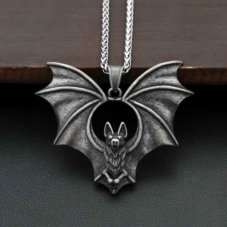 Vintage Black Bat Pendant Necklace For Men 316L Stainless Steel Punk Hip Hop Animal Necklaces Party Jewelry Gifts