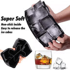 Ice Cube Tray Silicone Ice Ball Freezer Mold Square Ice Cube Maker with Lid 4/6/8 Grids for Whiskey Cocktail Coffee