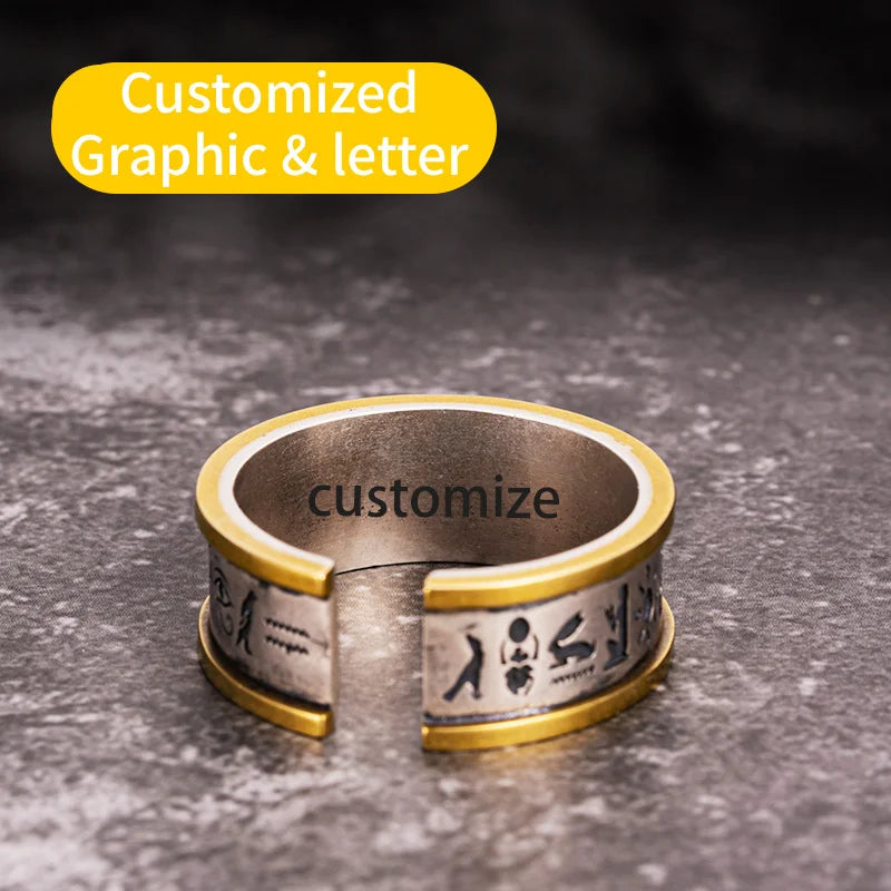 Anubis Symbol Obelisk Totem Ring for Men — Silver-Tone