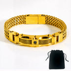 Punk Stainless Steel Bracelet 21 Cm Franco Link Chain Inlaid With Large-Grained Zircon Magnet Clasp