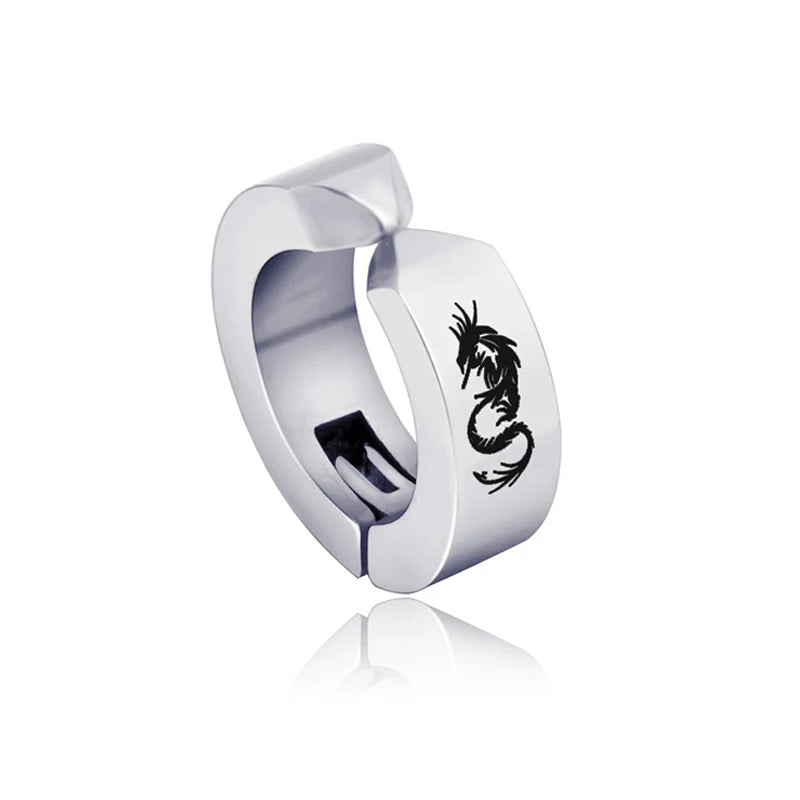 Dragon Non-Piercing Clip Earrings — Stainless Steel