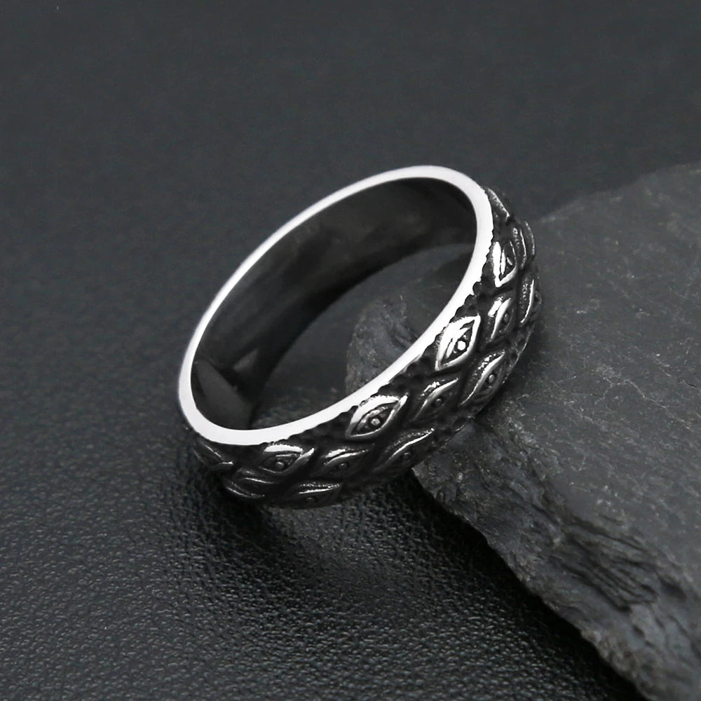 Evil Eye Steel Ring Vintage 316L Japanese Mythology