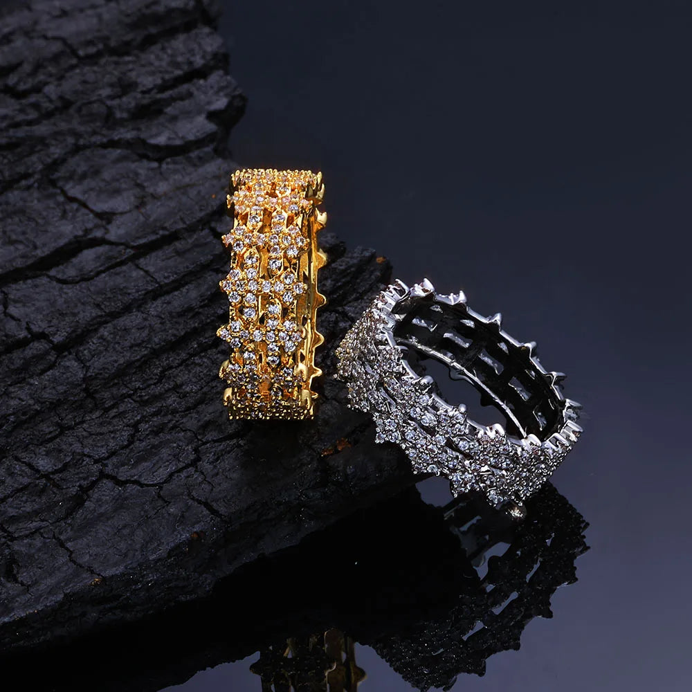 Cross Iced Out Cuban Ring Stainless Steel