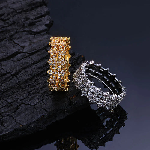Cross Iced Out Cuban Ring Stainless Steel