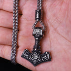 Multi Style Beaded Viking Thor's Hammer Pendant Necklace Stainless Steel Necklace Men Biker Mjolnir Amulet Jewelry