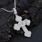 Iced Out Cross Pendant Necklace Stainless Steel