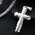 Catholic Bible Cross Byzantine Chain Necklace — Stainless Steel