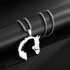 Silver Horse Head Pendant Necklace Statement