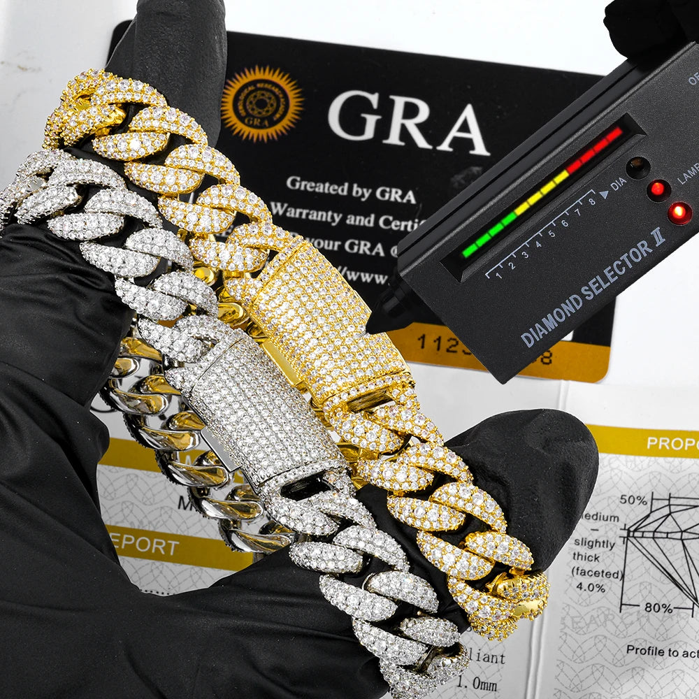 ESKEEM Hip Hop Jewelry Gift 925 Sterling Silver Moissanite/CZ Necklace Iced Out Diamond Personalized Cuban Link Chain