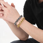 Vintage Braided Link Chain Bracelet 22cm — Stainless Steel