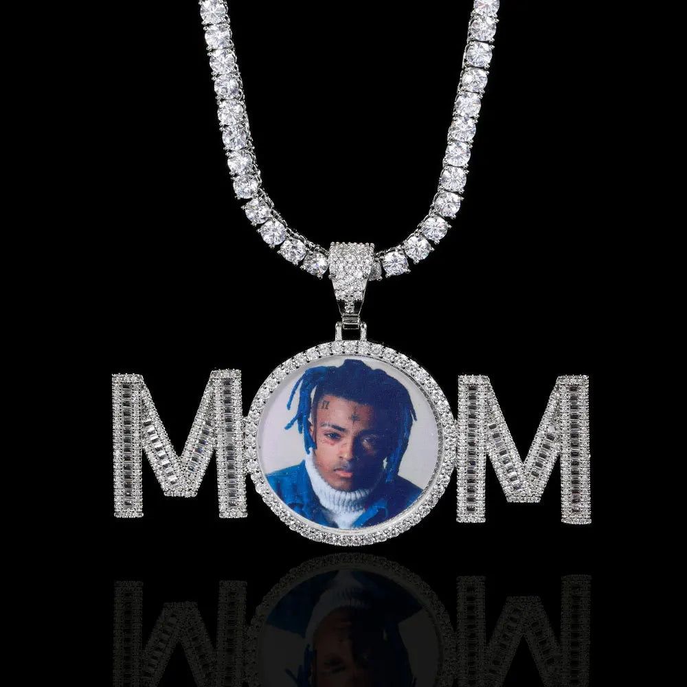 Iced Out Photo Pendant Necklace Memory