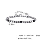 Fashion Simple Black Zircon Charm Bracelet for Men, Adjustable Waterproof Stainless Steel Chain Bracelets, Punk Stylish