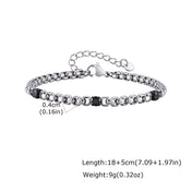 Fashion Simple Black Zircon Charm Bracelet for Men, Adjustable Waterproof Stainless Steel Chain Bracelets, Punk Stylish