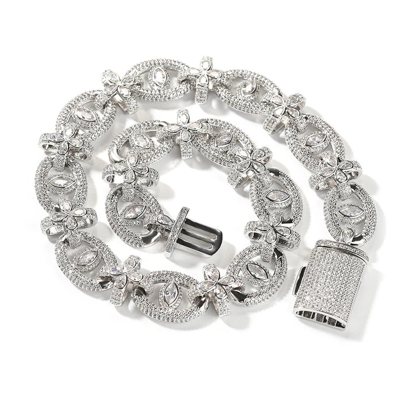 7"-22" Hip Hop 5A+ CZ Stone Paved Bling Iced Out 18mm wide Fatima Eye Cross Link Chain Bracelet for Men Rapper Jewelry