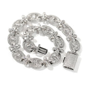 7"-22" Hip Hop 5A+ CZ Stone Paved Bling Iced Out 18mm wide Fatima Eye Cross Link Chain Bracelet for Men Rapper Jewelry