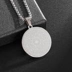 Stainless Steel Solomon Religious Seven Archangels Compass Pendant Necklace Men's Retro Lucky Amulet Jewelry