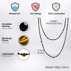 Black Agate Natural Stone Tiger Eye Beads Chain Necklace for Men, Retro Long Sweater Chain Necklace, Fashion Boho