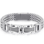 Luxury Bracelet for Men Gold Color 12MM Wide Stainless Steel Square Franco Link Chain Men's Wrist Bracelets With Magnet