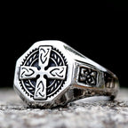 Celtic Cross Knotwork Octagon Signet Ring for Men