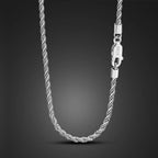 Men 100%925 Sterling Silver 3mm Twist Rope Chain Necklace Women Diamond Cut Clasp Box Chain 16-30 inch Chocker Jewelry