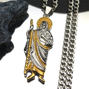 San Judas Saint Jude Pendant Necklace — Steel