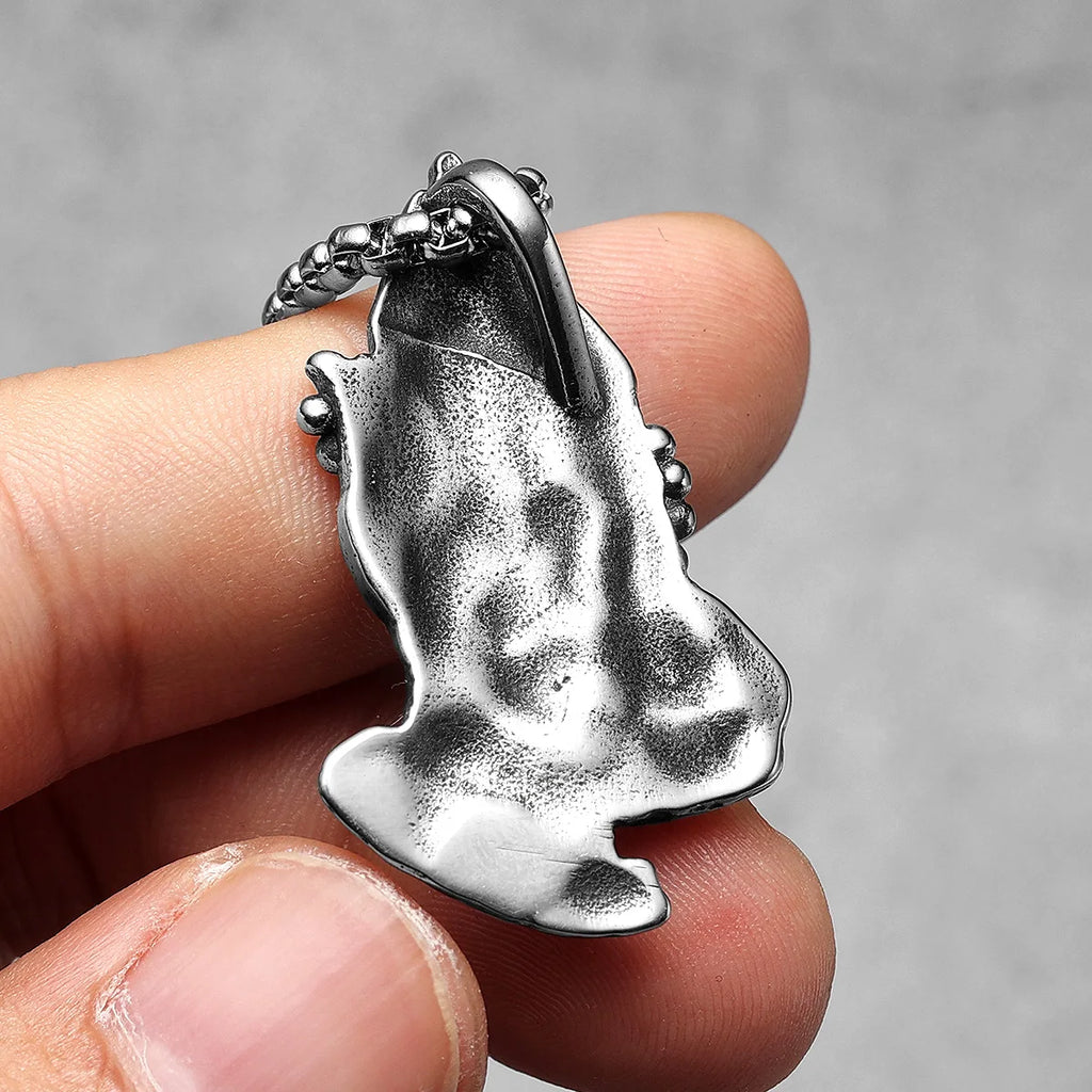 Let Us Pray Pendant — Stainless Steel