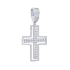 New Iced Out Bling CZ Cross Pendant Necklace Silver Color Prong Setting Cubic Zirconia Jesus Charm Men Women Hip Hop