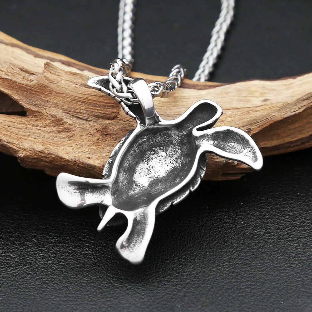 Vintage 316L Stainless Steel Turtle Pendant Necklaces For Men Women Fashion Cute Animal Necklace Punk Party Jewelry Dropshipping