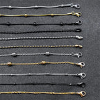 Length 60cm Ball Bead Chain Necklace for Women Men Stainless Steel Gold Sliver Black Color Fashion Jewelry Accessories