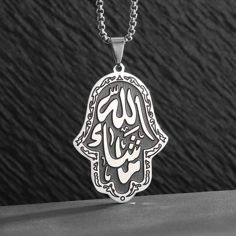 Hamsa Hands of Fatima Hebrew Pendant Stainless Steel Jerusalem Star of David Necklace Women's Jewish Jewelry