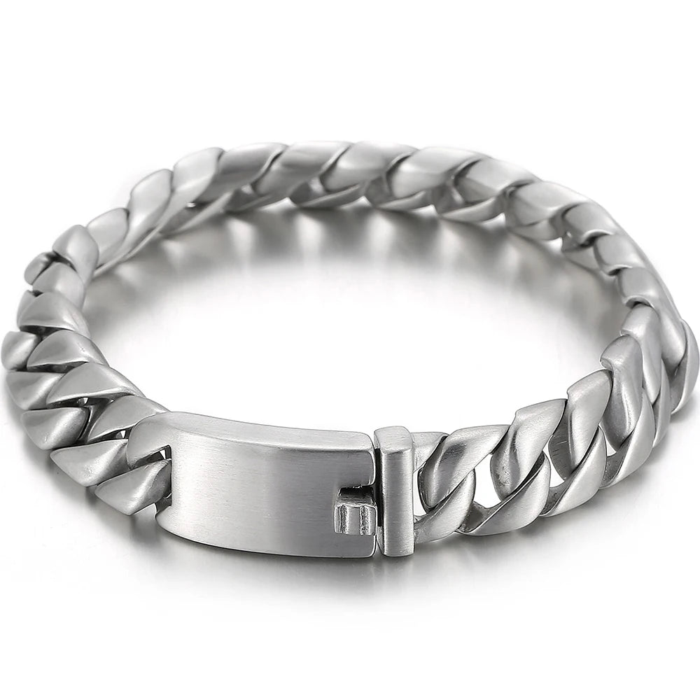 Heavy Metal Powerful 31MM Wide Thick Curb Chain Man Bracelet Men Massive Stainless Steel Men's On Hand Jewelry