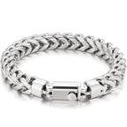 Luxury Gold Color Stainless Steel Bracelet for Men 10MM Square Franco Chain Men's Wrist Bracelets On Hand Jewellery