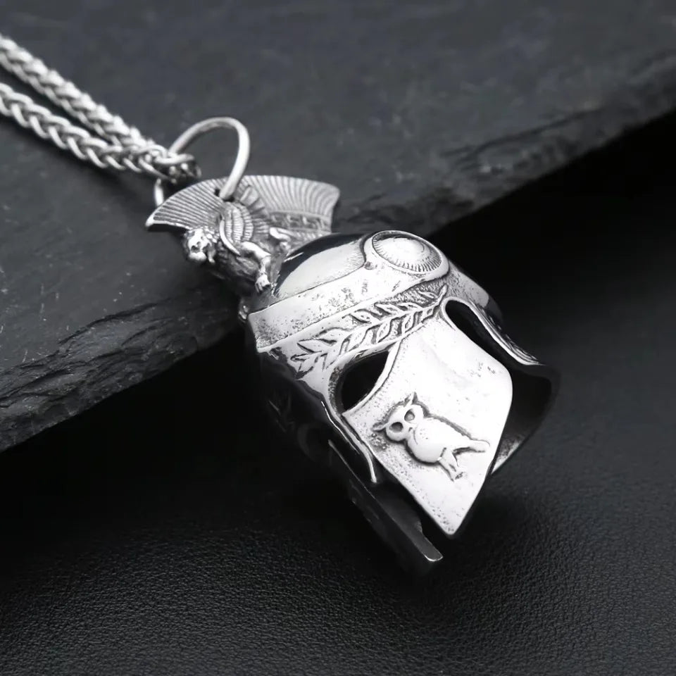 Spartan Helmet Steel Pendant Vintage Style 316L